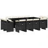 Image de vidaXL Ensemble de jardin 13 pièces avec coussins Noir Poly Rattan