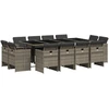 Image de vidaXL Ensemble de jardin 13 pièces avec coussins Gris Poly rotin