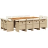 Image de vidaXL Salon de jardin 13 pièces avec coussins Beige Poly Rattan