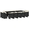 Image de vidaXL Ensemble de jardin 15 pièces avec coussins Noir Poly Rattan