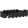 Image de vidaXL Ensemble de jardin 15 pièces avec coussins Noir Poly Rattan