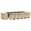 Image de vidaXL Salon de jardin 15 pièces avec coussins Beige Poly Rattan