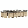 Image de vidaXL Ensemble de jardin 15 pièces avec coussins Mélange beige Poly rotin