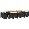 Image de vidaXL Ensemble de jardin 15 pièces avec coussins Noir Poly Rattan