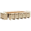 Image de vidaXL Salon de jardin 15 pièces avec coussins Beige Poly Rattan