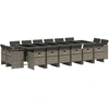 Image de vidaXL Ensemble de jardin 17 pièces avec coussins Gris Poly rotin