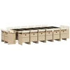 Image de vidaXL Ensemble de jardin 17 pièces avec coussins Beige Poly Rattan