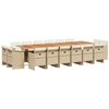 Image de vidaXL Ensemble de jardin 17 pièces avec coussins Beige Poly Rattan