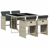 Image de vidaXL Salon de jardin 5 pièces avec coussins gris clair Poly rotin