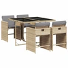 Image de vidaXL Salon de jardin 5 pièces avec coussins Mélange beige Poly rotin