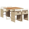 Image de vidaXL Salon de jardin 5 pièces avec coussins Beige Poly Rattan