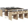 Image de vidaXL Ensemble de jardin 7 pièces avec coussins Mélange beige Poly rotin