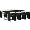 Image de vidaXL Salon de jardin 9 pièces avec coussins noir poly rotin
