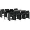 Image de vidaXL Salon de jardin 9 pièces avec coussins noir poly rotin