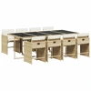 Image de vidaXL Salon de jardin 9 pièces avec coussins Beige Poly Rattan
