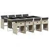 Image de vidaXL Salon de jardin 9 pièces avec coussins gris clair Poly rotin