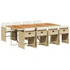 Image de vidaXL Salon de jardin 9 pièces avec coussins Beige Poly Rattan