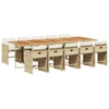 Image de vidaXL Salon de jardin 11 pièces avec coussins Beige Poly Rattan