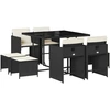 Image de vidaXL Salon de jardin 9 pièces avec coussins noir poly rotin
