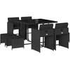 Image de vidaXL Salon de jardin 9 pièces avec coussins noir poly rotin