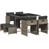 Image de vidaXL Salon de jardin 9 pièces avec coussins Gris Poly Rattan