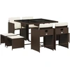 Image de vidaXL Salon de jardin 9 pièces avec coussins Marron Poly rotin
