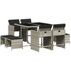 Image de vidaXL Salon de jardin 9 pièces avec coussins gris clair Poly rotin