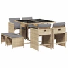 Image de vidaXL Salon de jardin 9 pièces avec coussins Mélange beige Poly rotin
