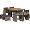 Image de vidaXL Salon de jardin 9 pièces avec coussins Gris Poly Rattan