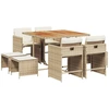 Image de vidaXL Salon de jardin 9 pièces avec coussins Beige Poly Rattan