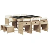 Image de vidaXL Salon de jardin 11 pièces avec coussins Beige Poly Rattan