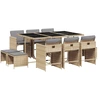 Image de vidaXL Salon de jardin 11 pièces avec coussins Mélange beige Poly rotin