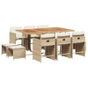 Image de vidaXL Salon de jardin 11 pièces avec coussins Beige Poly Rattan