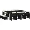 Image de vidaXL Ensemble de jardin 13 pièces avec coussins Noir Poly Rattan