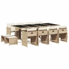 Image de vidaXL Salon de jardin 13 pièces avec coussins Beige Poly Rattan
