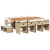 Image de vidaXL Salon de jardin 13 pièces avec coussins Beige Poly Rattan