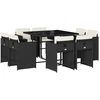 Image de vidaXL Salon de jardin 9 pièces avec coussins noir poly rotin