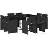 Image de vidaXL Salon de jardin 9 pièces avec coussins noir poly rotin
