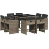 Image de vidaXL Salon de jardin 9 pièces avec coussins Gris Poly Rattan