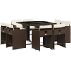 Image de vidaXL Salon de jardin 9 pièces avec coussins Marron Poly rotin