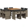 Image de vidaXL Salon de jardin 9 pièces avec coussins Gris Poly Rattan