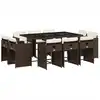 Image de vidaXL Ensemble de jardin 11 pièces avec coussins Marron Poly rotin
