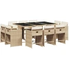 Image de vidaXL Salon de jardin 11 pièces avec coussins Beige Poly Rattan