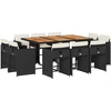 Image de vidaXL Ensemble de jardin 11 pièces avec coussins Noir Poly Rattan