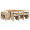 Image de vidaXL Salon de jardin 11 pièces avec coussins Beige Poly Rattan