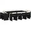 Image de vidaXL Ensemble de jardin 13 pièces avec coussins Noir Poly Rattan