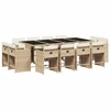 Image de vidaXL Salon de jardin 13 pièces avec coussins Beige Poly Rattan
