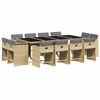 Image de vidaXL Ensemble de jardin 13 pièces avec coussins Mélange beige Poly rotin