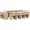 Image de vidaXL Salon de jardin 13 pièces avec coussins Beige Poly Rattan