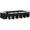 Image de vidaXL Ensemble de jardin 15 pièces avec coussins Noir Poly Rattan